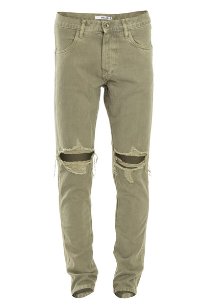 Bleached Olive Ripped Tapered Denim Jeans – ENSLAVED
